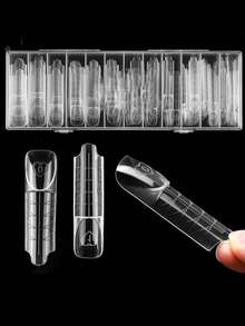 3D Reverse French Dual-Ended Nail Art Mold, 75pcs Set | Magic Caps Zone French Manicure Dual-Ended Nail Art Mold, 75pcs Set | Space Nail Dual-Ended Nail Art Mold, Acrylic Smart French Line Nail Art Mold, Full Coverage Nail Extension Mold, Suitable For Manicure, 15 Sizes, Suitable For Beginners And Professionals (IM111) - Clear - View 2