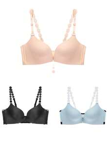 6件/4件/2件套装 - 向日葵蕾丝花卉文胸，可拆卸肩带，隐形蕾丝后背，露肩设计