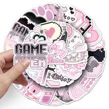 50 pegatinas de viento de píxeles rosas, estilo japonés, lindas para equipaje, diario, taza - Multicolor - Ver 6