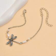 1pc Bohemian Vintage Dragonfly Insect Anklet, Simple & Fashionable Jewelry Accessory For Women