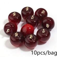 10个/包 亚克力仿真樱桃吊坠，可爱手机挂绳吊坠 耳环 项链 手链 樱桃饰品，情人节可爱樱桃吊坠