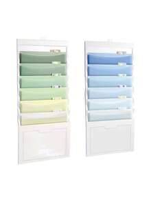 1pc Hanging File Folder, Foldable File Bag, Expandable Ombre File Pouch, Standalone Use, Suitable For School And Office