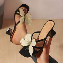 Luxe Velvet Heels With Butterfly Embellishments – Your Go-To For Evening Glam And Daytime Sophistication