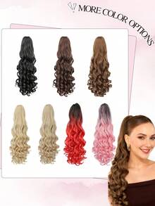 20 Inch Ultra-Soft Curly Wavy Ponytail Extension | Heat Resistant Synthetic Claw Clip For Women - Multicolor - View 8