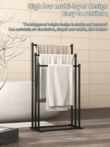1pc Freestanding Bathroom Towel Rack - Space-Saving Bathroom Storage Rack With Construction, Suitable For Spas, Changing Rooms, And Hotel Bathrooms - Rustproof, Large-Capacity Towel Organizer - Multicolor - View 7
