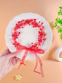 1pc Red Flower Headband, Women Hair Accessories - Multicolor - View 3