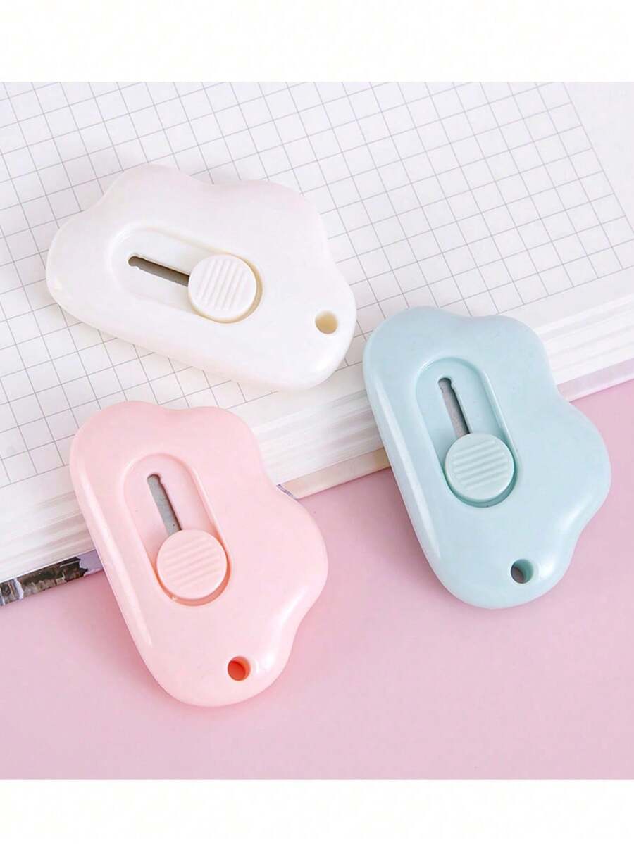3pcs Compact Retractable Utility Knife, Practical Mini Pocket Knife For Office, Home, School, Cutting Paper, Cardboard, Crafts