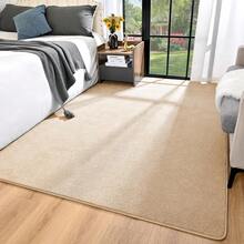 Alfombra Rectangular de Espuma Viscoelástica 4x6 Pies, Negra Sólida Suave, Ideal para Sala de Estar y Dormitorio - Beis - Ver 9