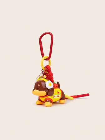 1 pieza Lindo perrito de peluche, dije de mochila, llavero, colgante de perro salchicha de dibujos animados, dije de bolso de perro salchicha, decoración de mochila escolar, correa de muñeca