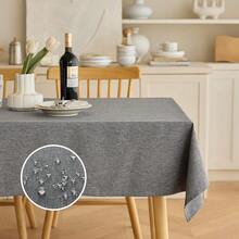 Rectangular Table Cloth 52x70 Inch For Dining Table, Faux Linen Waterproof Dark Grey Texture Farmhouse Washable Rectangle Tablecloth Cover For Birthday, Party, Picnics,Holiday& Wedding,DarkGrey70inchx52inchRectangular - DarkGrey70inchx52inchRectangular - View 1
