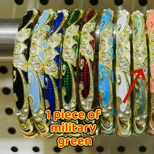 1pc Enamel Drip Oil Luxury Palace Style Hinged Bangle Bracelet, Convenient To Wear, Suitable As Birthday, Valentine's Day, New Year Gift, Party Or Holiday Wear - Thin Crown Bracelet - View 22