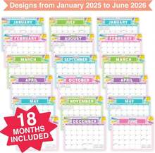 Hadley Designs Wall Calendar 2025-2026 – 18-Month Hanging Calendar 2025-2026 For Family, Home, School, &Amp; Office, Spiral Bound With Large Date Blocks &Amp; Notes Sections (Pastel) - ColorA - 查看 4