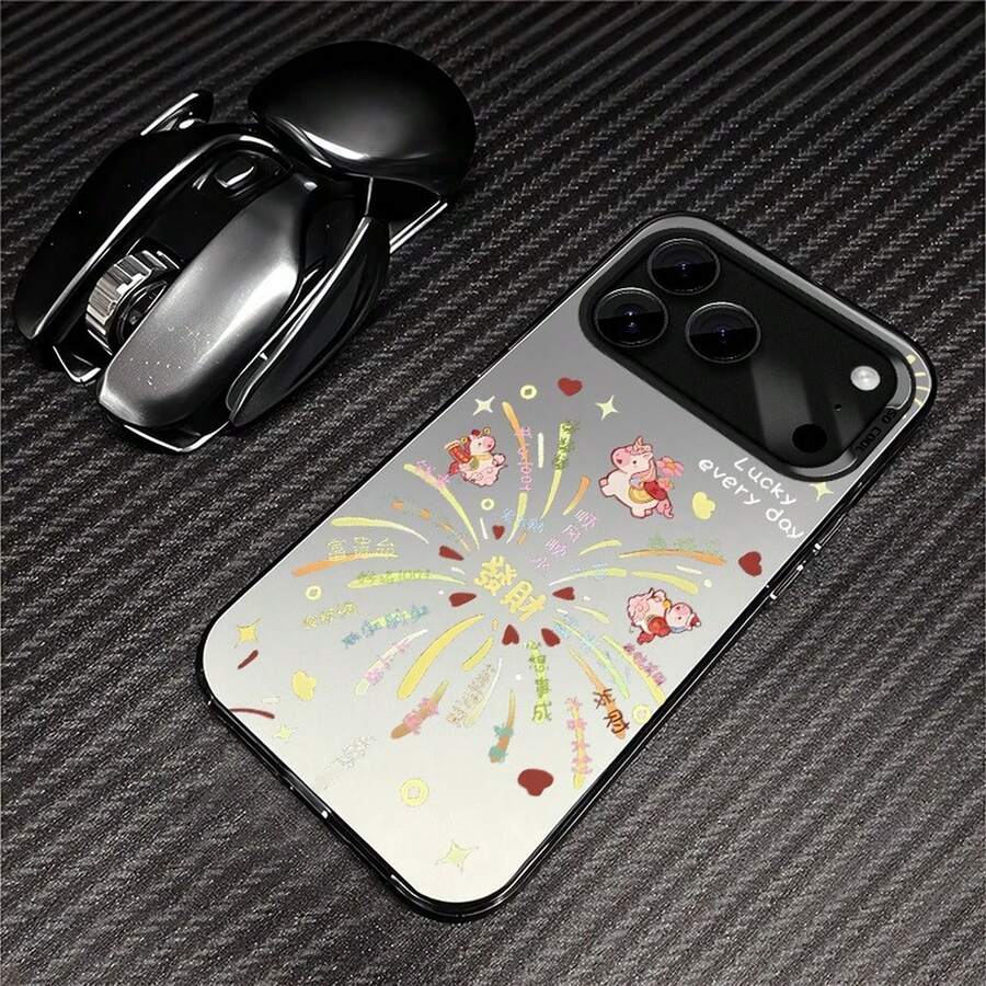 Basic Phone Cases - علبة فضية ملونة، أسود وأبيض - فضي - NKMMJU عام جديد سعيد 2026 - مشاهدة 1