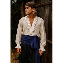 ThePirateDressing Pirate Medieval Renaissance Halloween Costume Large Sash,Navy(LinenFabric - Navy(LinenFabric - View 3