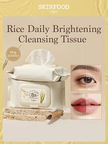SKINFOOD Rice Brightening Cleansing Wet Wipes - 80 Sheets, Brightens Complexion, 380ml, Fades Blemishes, Makeup Remover, Improves Dull Skin, Multi-Functional Makeup Removing & Brightening Wet Wipes - Rice Daily Brightening Cleansing Tissue - View 2