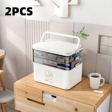 1pc Large Capacity Portable Medicine Storage Box Equipped With Medicine Boxes And First Aid Kit Storage,Multi-Layer Durable Family Medicine Box,High Quality Medicine Storage Box With Handle,Transparent Storage Box Suitable For Medicine Box Organization, Office Supplies, Sewing Supplies, Bathroom Supplies,Perfect Gift For Graduation,Party,Birthday,Wedding. - 白色 - 查看 8