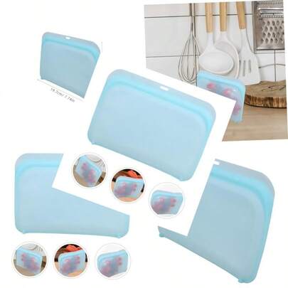 cxvxBolsa De Almacenamiento De Silicona Reutilizable Para Alimentos 7.75X5.51 Pulg Con Sellado Hermético Apta Para Microondas Y Refrigeradorbvcs
