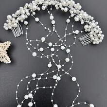 Handmade Pearl Tassel Hair Comb, Elegant Vintage Wedding Hair Accessory, Wedding Hair Accessory - Trắng-1 cái - Xem 9