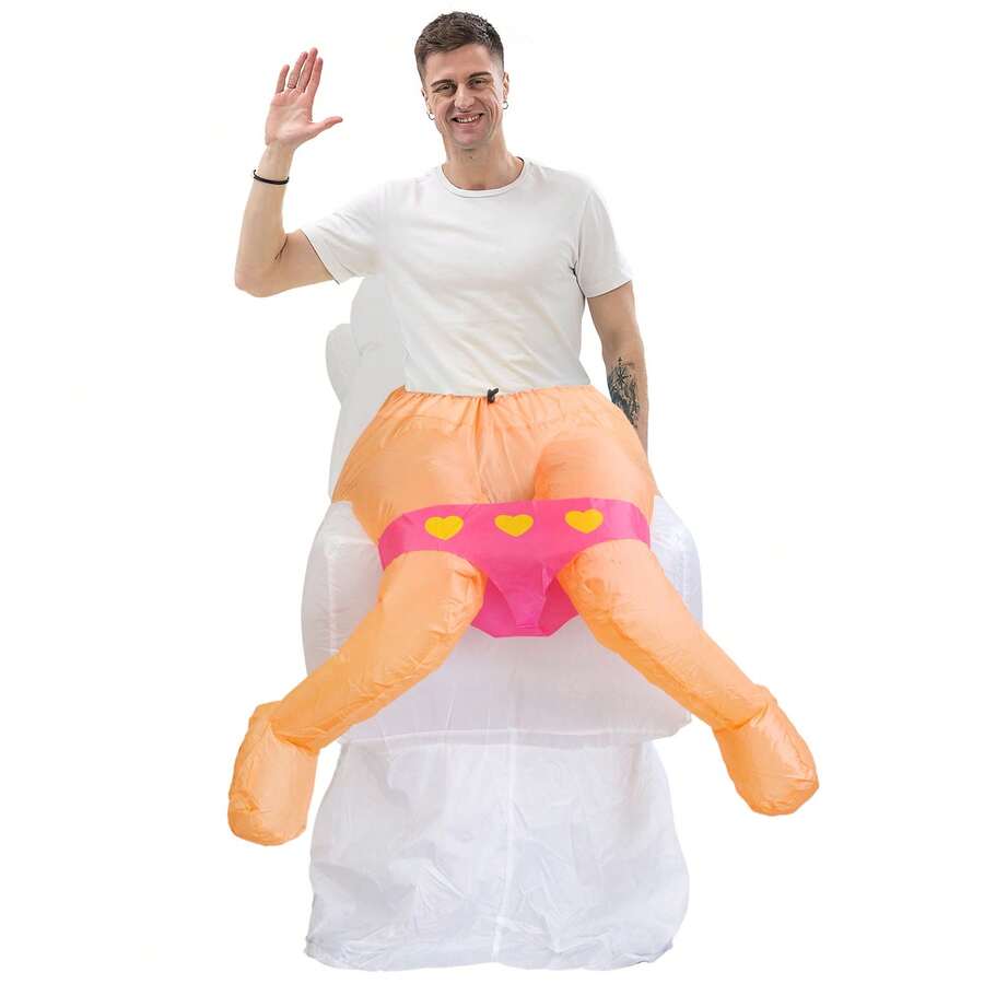 1pc Inflatable Toilet Costume, Makeup Costume, Christmas Costume, Adult Costume For Festival Events, Party, Street Performance, Includes Fan, Batteries Not Included - Toilet Inflation Suit - View 1
