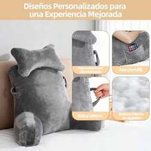 FIAN Almohada para Espalda con reposabrazos y Bolsillos para Sentarse en Cama, Respaldo para Cama, Almohada de Lectura, Descanso, Jugar, Relajarse o Ver la televisin para Adultos - como se muestra en la figura - Ver 4