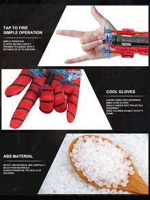 8pcs Red Spider Web Shooter Toy Set, Soft Suction Cup Launcher, Superhero Spider Web Blaster Toy For Kids, Wrist Toy Kit, Fun Slingshot Toy, Superhero Role Play Novelty Toy, Fabric Glove Wearable Toy, Spider Toy With String, Gripping Toy, Cool Launching Toy, Spider Web Shooting Toy - Multicolor - View 8