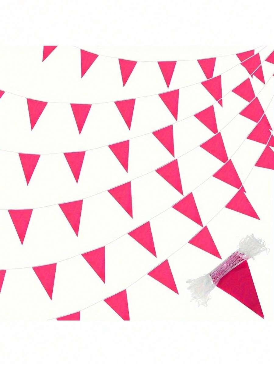 10米/20支彩色三角旗装饰，包含红色、黄色、紫色、蓝色、黑色、粉色、白色、绿色等多种颜色可选，塑料三角旗，适用于开幕式、婚礼、建筑工地警示、生日派对装饰、户外防水防晒节日悬挂装饰、商场活动氛围营造、幼儿园毕业典礼场景装饰、网红露营野餐拍照道具等。