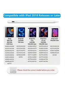 1pc Capacitive Stylus Pen With Magnetic Adsorption, Anti-Mistouch, Suitable For IPad 2018-2023, Drawing, Clipping, Handwriting - White - View 3