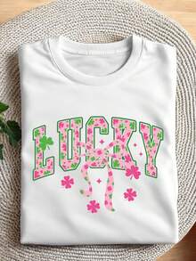 Coquette Lucky St Patricks Day Shirt, Shamrock Top, Irish Celebration Tee, Green T-Shirt, Lucky Gift, St Patricks Day Clothing SG-2499 - trắng - Xem 1