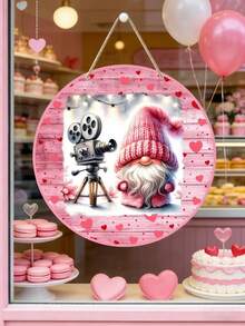 Valentine's Day Wooden Gnome Wreath Sign, Love Never Fails, Holiday Door Ornament And Wall Decor, Perfect Holiday Decoration For Home, Patio, Living Room, And Bedroom, Ideal Valentine's Gift - Multicolor - View 5