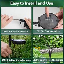 8颗LED太阳能萤火虫暖光灯，圣诞家居装饰，IP65防水，灯光如萤火虫般在空中飞舞，适用于别墅花园、万圣节装饰、派对装饰，智能可切换氛围灯，花园照明 - 暖白色 - 查看 7