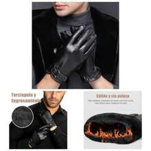Guantes de Piel para Hombre, Guantes Negros de Cuero con Pantalla Tctil, Guantes para Frio, Guantes para Moto Motocicleta Bicicleta al Aire Libre Invierno, Regalos de Hombres Navidad - inicial - Ver 1