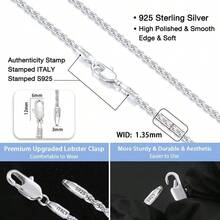 18K Gold Plated 925 Sterling Silver Chain Necklace Women, 1.35mm Rope Chain Necklace Women Men Shiny Durable Women's Chains 16 18 20 22 24 26 Inch - 18 吋 + 亮銀色 - 查看 3