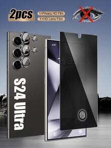 二合一隐私屏幕保护膜（带指纹解锁）+黑色镜头保护膜，适用于曲面屏机型，防刮擦、防溅水、防指纹、防窥视，保护隐私，兼容三星 Galaxy S22 Ultra/Galaxy S23/Galaxy S23 Plus/Galaxy S23 Ultra/Galaxy S24/Galaxy S24 Plus/Galaxy S24 Ultra/S24 FE/A16/Galaxy S25 Ultra/S25/Galaxy S26 Ultra/S26 Plus/S26 - 黑色 - 查看 12