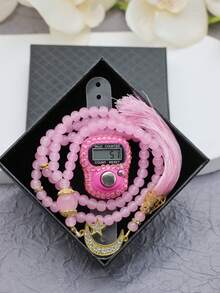 Sparkling Crystal Finger Counter & Shiny Star Moon 99pcs Tasbih Set, 4 Colors Available, Includes Gift Box, Prayer & Meditation Counter - Multicolor - View 10