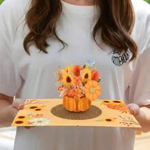 Paper Love Autumn Flower Card | 3D -Up Pumpkin Bouquet Greeting Card For Fall, Than1ks 1giving, Or Harvest Season | 5\ X 7\ W/Envelope & Note Tag - Hoa mùa thu - Xem 4