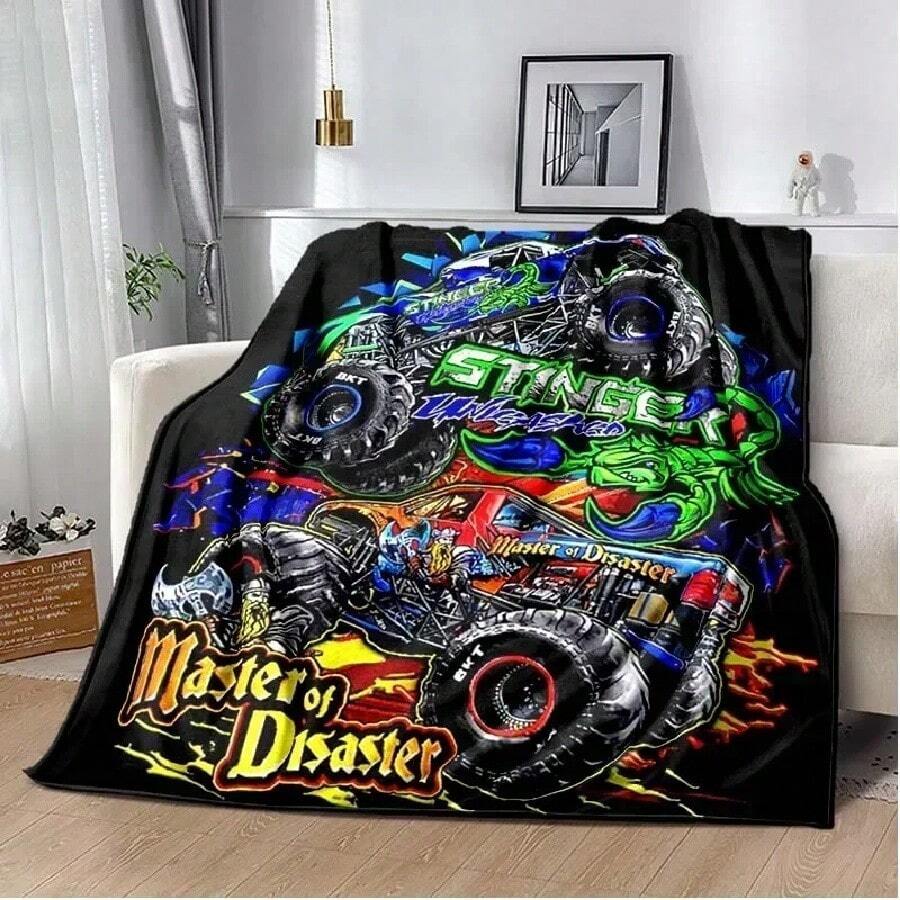 3d Print Blanket Monster Jam Truck Sofa Blanket Lightweight Warm Insulation Blanket Bed Office Car Cover(8).Jpg - White - View 1