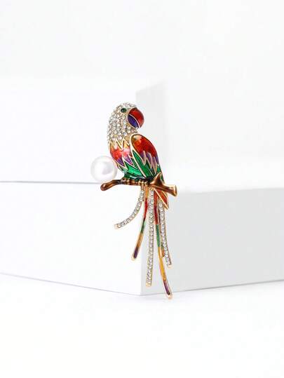 Luxury Rhinestone Parrot Brooches - Bird Animal Pins For Women Unisex Casual Party Jewelry Accessories / Friends Gifts Badges Decoration