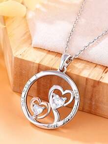 1pc Minimalist Double Heart Pendant Necklace, Fashionable Women's Heart Necklace, Versatile For Daily Wear, Valentine's Day & Holiday Gift - Necklace 0087 - View 3