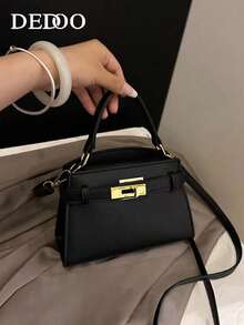 Dedoo Túi xách nữ cao cấp thời trang với họa tiết vân vải, thiết kế tối giản với dây đeo vai điều chỉnh được, túi đeo vai công sở tinh tế với khóa kim loại, túi đeo chéo đa chức năng nhẹ với khóa từ tính, túi xách màu trơn tối giản, chất liệu PU bền chắc, thích hợp làm quà tặng, mua sắm, hẹn hò, công tác, du lịch, phong cách cổ điển. - màu đen - Xem 2