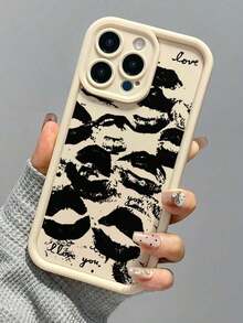 1pc Unique Astronaut & Red Lip Pattern Full Coverage TPU Shockproof Phone Case, Compatible With Apple 16, 15, 14, 13, 12, 11 Pro Max, Series - 款式7(1pc) - 查看 2