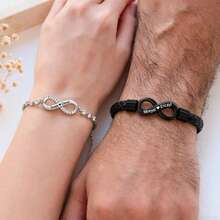 Personalized Infinite Love Couple Bracelet, Leather Couple Bracelet Set, Elegant Unique Bracelet, Valentine's Day/Friendship Gift - Couple Style Men's + Women's - View 8