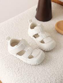 1 Pair Summer New Children Flat Sandals, Leather Surface, - White - View 5