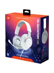 JBL Quantum 100 有线头戴式游戏耳机，拥有 Quantum 音效，3.5mm 多平台接口，可拆卸麦克风带静音功能，轻巧封闭式设计，重低音 - 电竞耳机，也适合音乐聆听 - 白色 - 查看 5