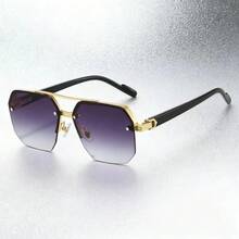 1pc Retro Fashion Men's Double Bridge Aviator Fashion Glasses Frame Design. Suitable For Holiday Decoration, Travel Beach Vacation, Street Photography, Daily Versatile Outings - Multicolor - View 11