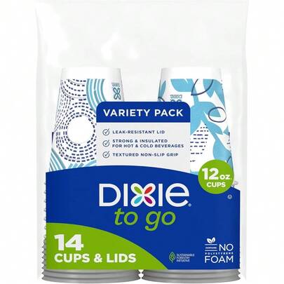 Instant Heat Retention & Cooling Paper Coffee Cup, 12oz Travel Size With Lids Included - Ideal For Daily Hot/Cold Beverages On-The-Go!