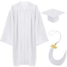 Graduation Cap And Gown Set With 2025 Charms Tassel Graduations Cap And Gown For    School -8348 - Matte-white - View 1