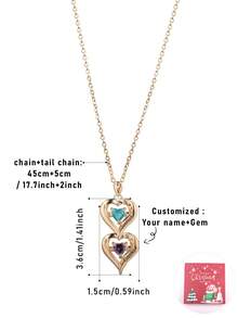 1pc Customized Personalized Multi-Name Engraved Minimalist Elongated Heart Pendant Necklace, Unique Accessory Combination, Gifts For Thanksgiving, Mother's Day, Valentine's Day, Birthday, Anniversary, Friends, Graduation, Christmas, High-End Family - Gold - View 18