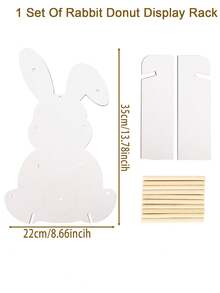 1set Easter Bunny Wooden Donut Display Stand, Unique White Rabbit Donut Holder, Easter Party Table Centerpiece, Easter Table Decor, Easter Home Decor, Wedding Dessert Display Stand, Birthday Party Food Display Stand, Easter Bunny Decor, Easter Room Decor, Easter DIY Dessert Cake Decorations, Babe Shower Decor, Easter Party Supplies, Happy Easter Decorations, Easter Gift - Alien White Rabbit - View 5