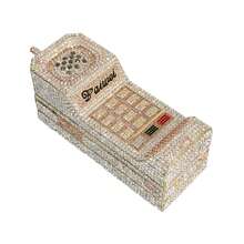 Women Crystal Cellphone Evening Bag Rhinestone Clutch Purse Novelty Diamond  Handbag For Party Prom - Bạc a - Xem 3