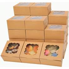 Kraft Bakery Boxes With Window, Small Pastry Boxes, Thick And Sturdy - White - View 5